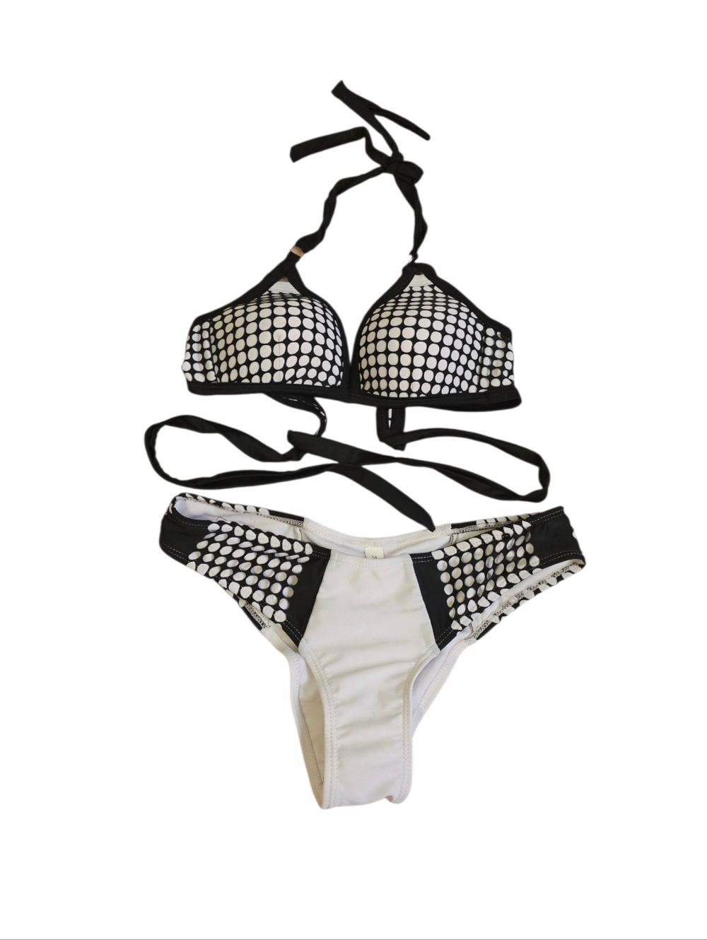 Black & White Polka Dot Halter Bikini Set